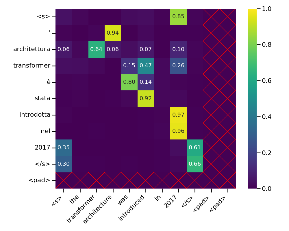 Cross attention weights